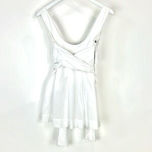 Marni White Cotton Sleeveless Wrap-Tie Blouse